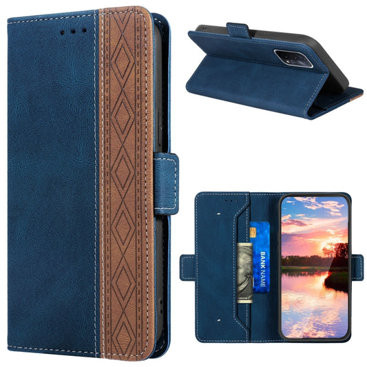 For OPPO A54 5G / A74 5G Stitching Side-Magnetic RFID Leather Phone Case(Royal Blue) - OPPO Cases by buy2fix | Online Shopping UK | buy2fix