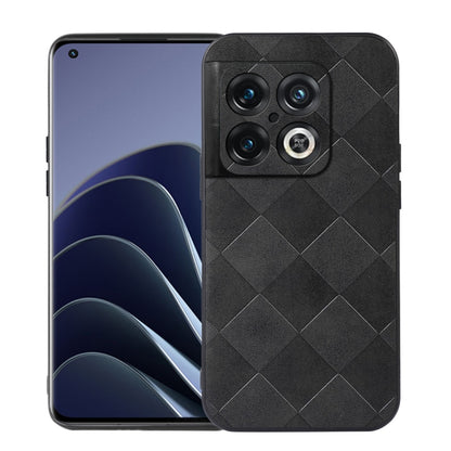 For OnePlus 10 Pro 5G Weave Plaid PU Phone Case(Black) - OnePlus Cases by buy2fix | Online Shopping UK | buy2fix