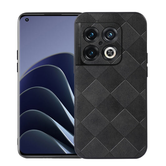 For OnePlus 10 Pro 5G Weave Plaid PU Phone Case(Black) - OnePlus Cases by buy2fix | Online Shopping UK | buy2fix