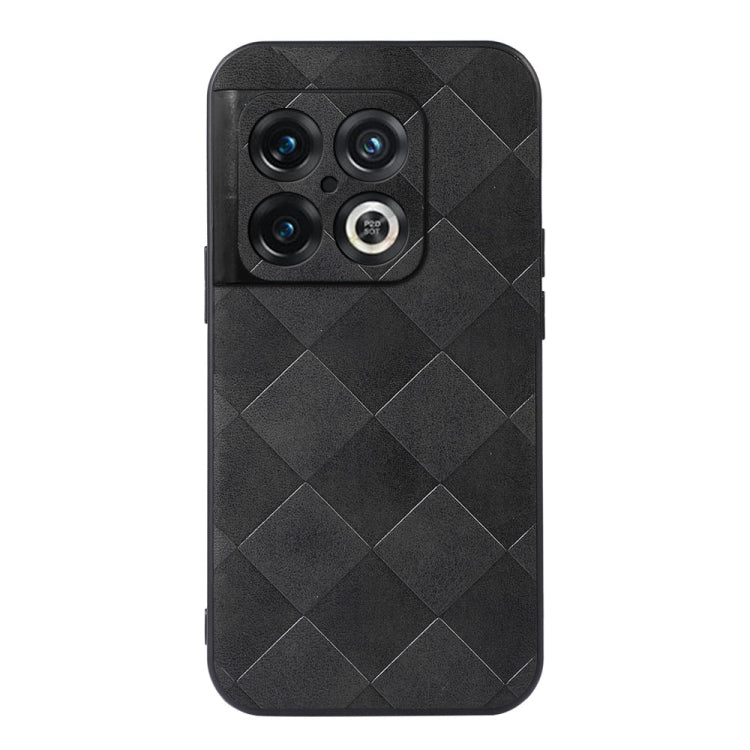 For OnePlus 10 Pro 5G Weave Plaid PU Phone Case(Black) - OnePlus Cases by buy2fix | Online Shopping UK | buy2fix