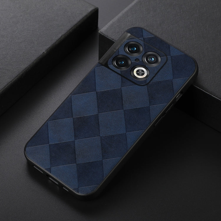 For OnePlus 10 Pro 5G Weave Plaid PU Phone Case(Blue) - OnePlus Cases by buy2fix | Online Shopping UK | buy2fix