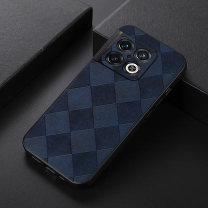 For OnePlus 10 Pro 5G Weave Plaid PU Phone Case(Blue) - OnePlus Cases by buy2fix | Online Shopping UK | buy2fix