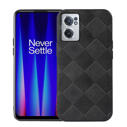 For OnePlus Nord CE 2 5G Weave Plaid PU Phone Case(Black) - OnePlus Cases by buy2fix | Online Shopping UK | buy2fix