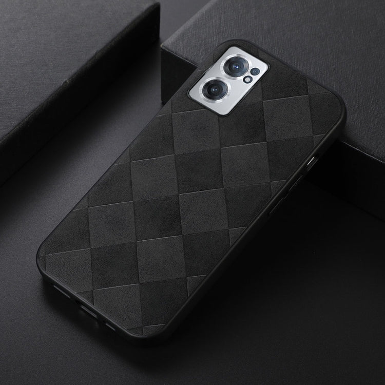 For OnePlus Nord CE 2 5G Weave Plaid PU Phone Case(Black) - OnePlus Cases by buy2fix | Online Shopping UK | buy2fix