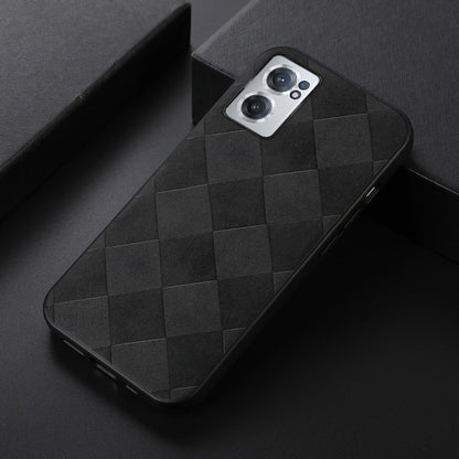 For OnePlus Nord CE 2 5G Weave Plaid PU Phone Case(Black) - OnePlus Cases by buy2fix | Online Shopping UK | buy2fix