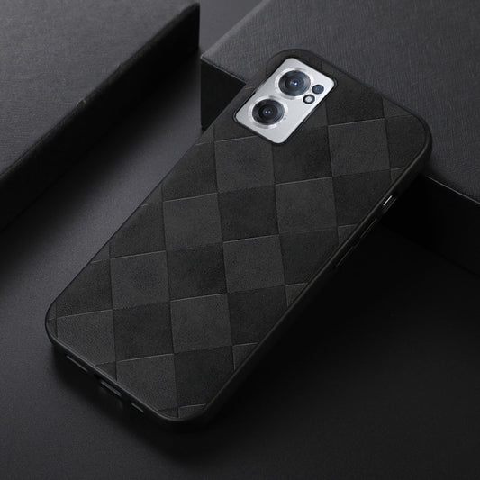For OnePlus Nord CE 2 5G Weave Plaid PU Phone Case(Black) - OnePlus Cases by buy2fix | Online Shopping UK | buy2fix