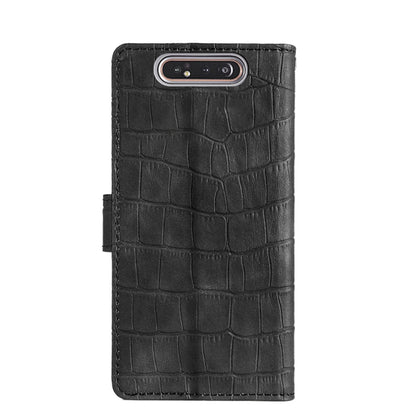 For Samsung Galaxy A80 Skin Feel Crocodile Texture Magnetic Clasp PU Leather Phone Case(Black) by buy2fix