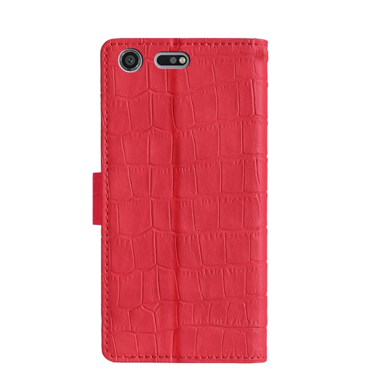 For Sony Xperia XZ Premium Skin Feel Crocodile Texture Magnetic Clasp PU Leather Phone Case(Red) by buy2fix