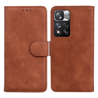 For Xiaomi Redmi Note 11 Pro / Note 11 Pro+ 5G Skin Feel Pure Color Flip Leather Phone Case(Brown) by buy2fix