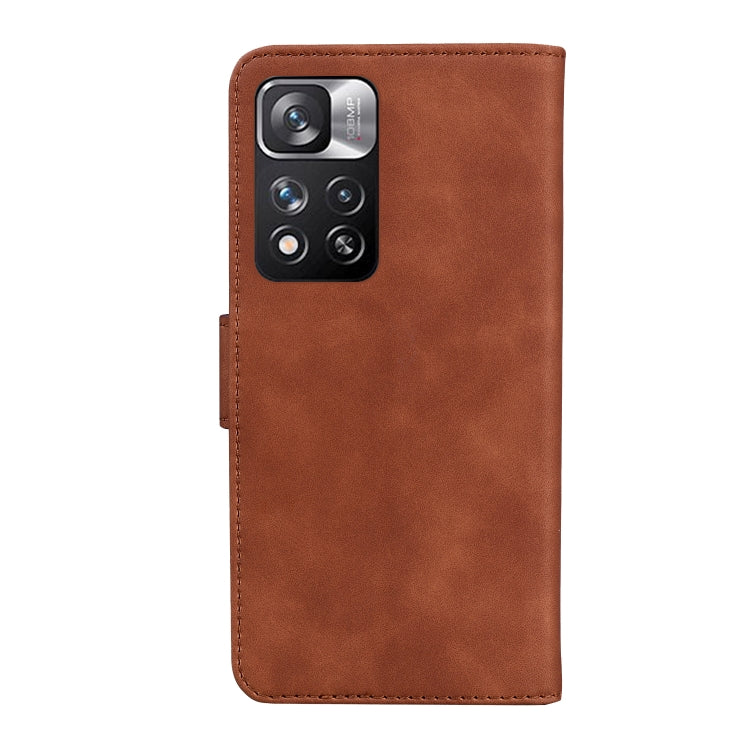 For Xiaomi Redmi Note 11 Pro / Note 11 Pro+ 5G Skin Feel Pure Color Flip Leather Phone Case(Brown) by buy2fix
