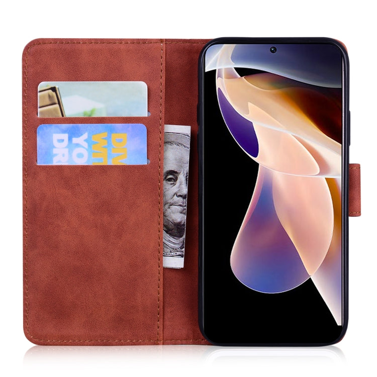 For Xiaomi Redmi Note 11 Pro / Note 11 Pro+ 5G Skin Feel Pure Color Flip Leather Phone Case(Brown) by buy2fix