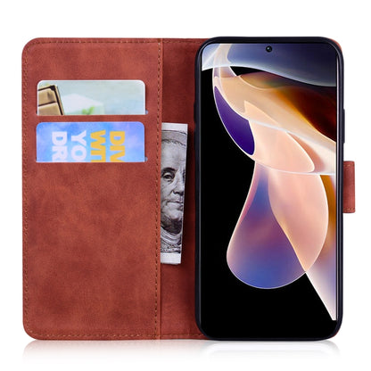 For Xiaomi Redmi Note 11 Pro / Note 11 Pro+ 5G Skin Feel Pure Color Flip Leather Phone Case(Brown) by buy2fix
