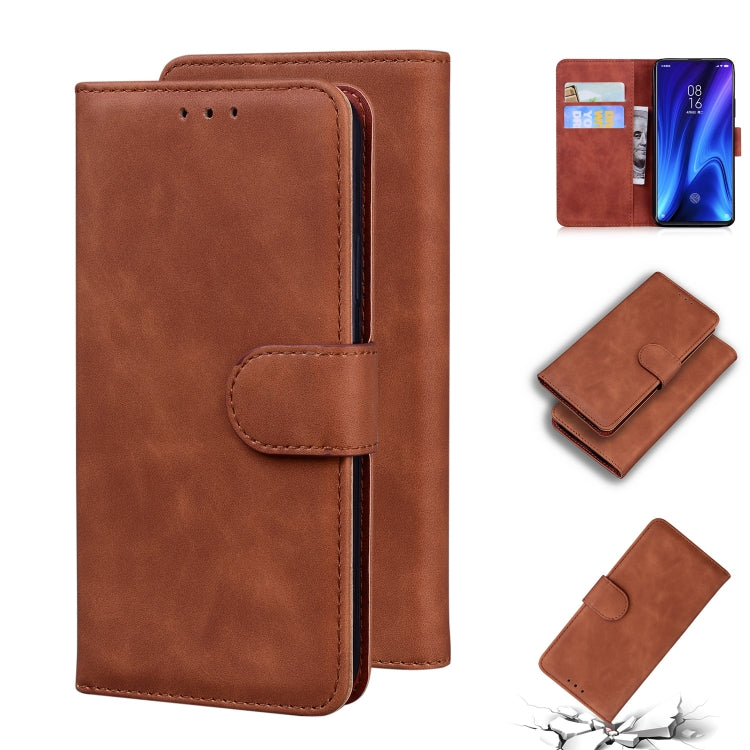 For Xiaomi Redmi K20 / K20 Pro & Mi 9T/ Mi 9T Pro Skin Feel Pure Color Flip Leather Phone Case(Brown) - Xiaomi Cases by buy2fix | Online Shopping UK | buy2fix