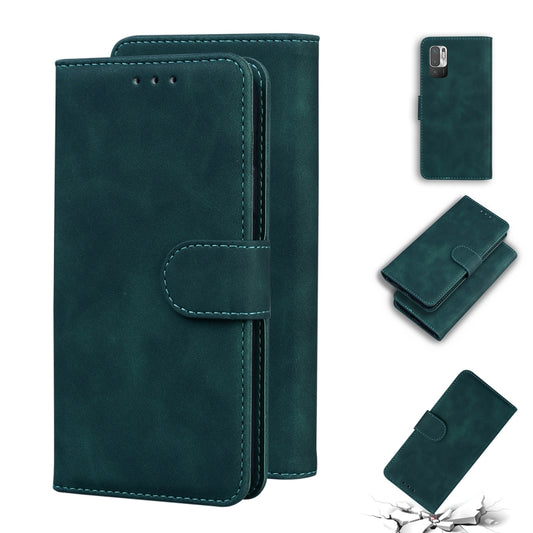 For Xiaomi Redmi Note 10 5G / Poco M3 Pro 5G Skin Feel Pure Color Flip Leather Phone Case(Green) - Xiaomi Cases by buy2fix | Online Shopping UK | buy2fix