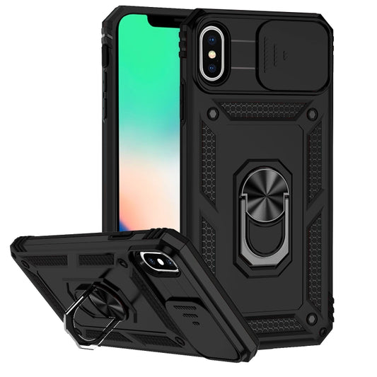 For iPhone X / XS Sliding Camshield Holder Phone Case(Black) - More iPhone Cases by buy2fix | Online Shopping UK | buy2fix
