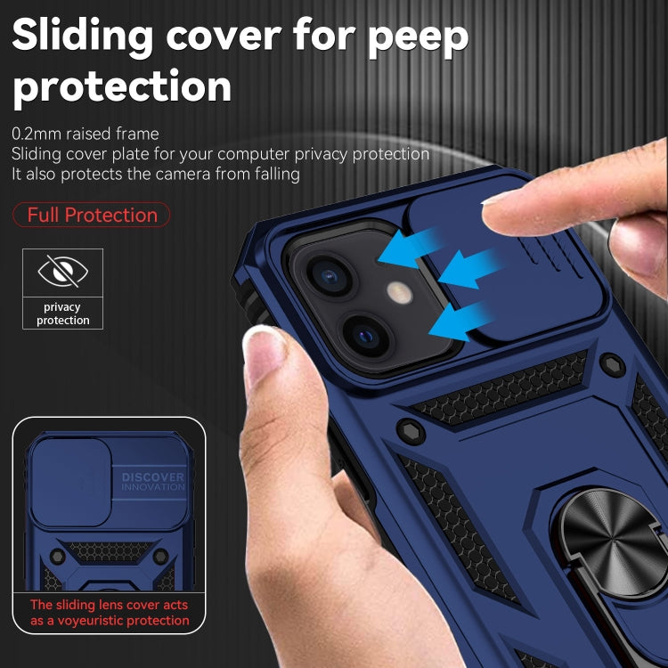 For iPhone 12 mini Sliding Camshield Holder Phone Case (Blue) - iPhone 12 mini Cases by buy2fix | Online Shopping UK | buy2fix