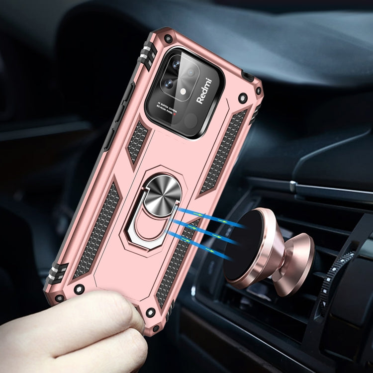 For Xiaomi Redmi 10C Shockproof TPU + PC Phone Case with 360 Degree Rotating Holder(Rose Gold) by buy2fix