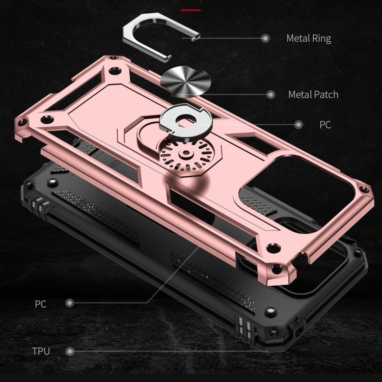 For Xiaomi Redmi 10C Shockproof TPU + PC Phone Case with 360 Degree Rotating Holder(Rose Gold) by buy2fix