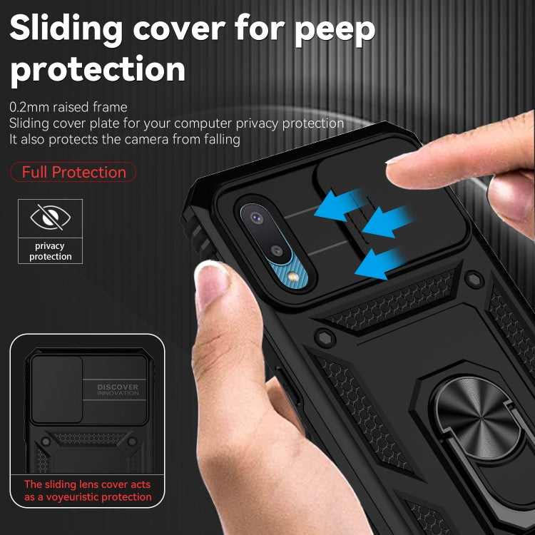 For Samsung Galaxy A02 Sliding Camshield Holder Phone Case(Black) - Galaxy Phone Cases by buy2fix | Online Shopping UK | buy2fix