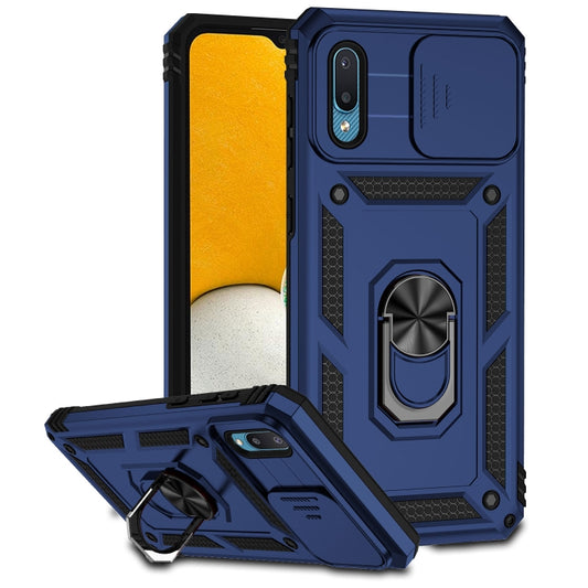 For Samsung Galaxy A02 Sliding Camshield Holder Phone Case(Blue) by buy2fix