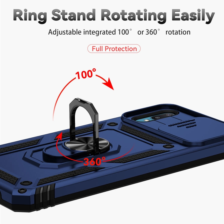 For Samsung Galaxy A02 Sliding Camshield Holder Phone Case(Blue) by buy2fix