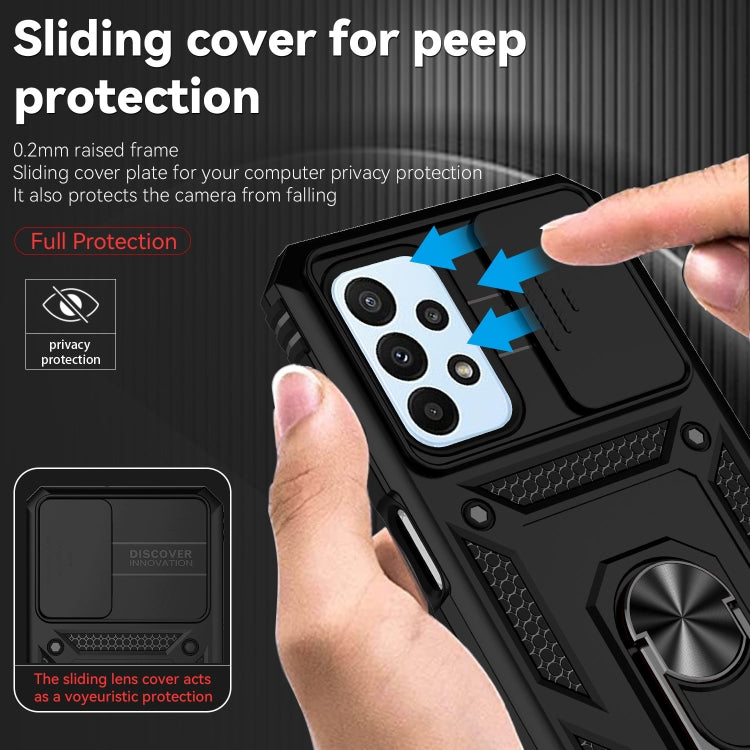 For Samsung Galaxy A23 Sliding Camshield Holder Phone Case(Black) by buy2fix