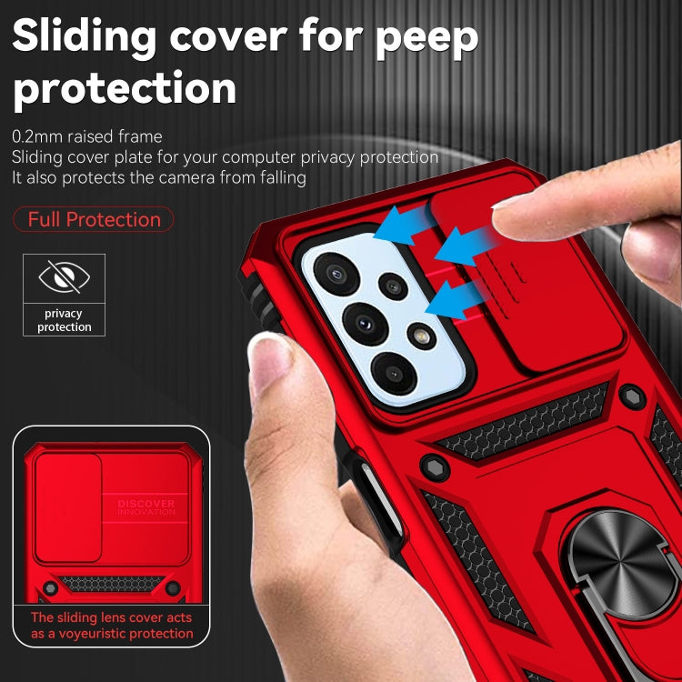 For Samsung Galaxy A23 Sliding Camshield Holder Phone Case(Red) by buy2fix