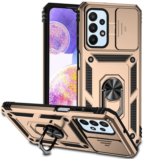 For Samsung Galaxy A23 Sliding Camshield Holder Phone Case(Gold) - Galaxy Phone Cases by buy2fix | Online Shopping UK | buy2fix