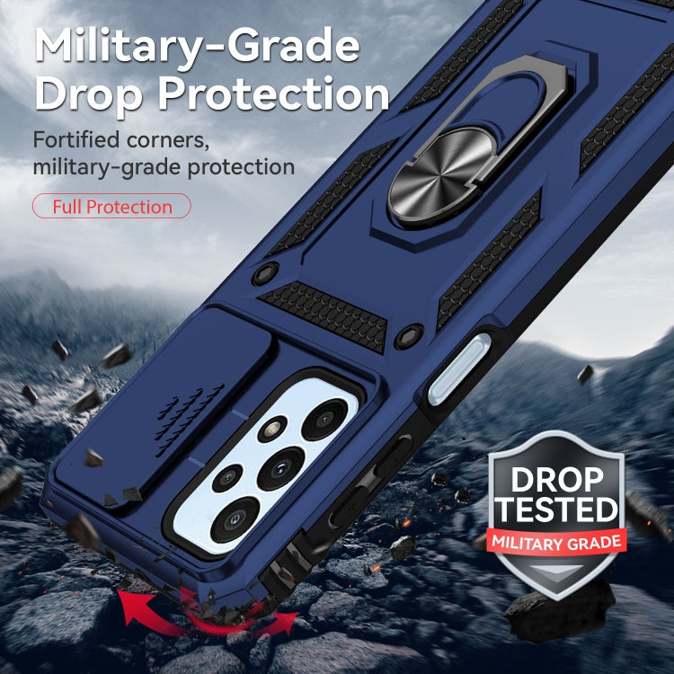 For Samsung Galaxy A23 Sliding Camshield Holder Phone Case(Blue) by buy2fix