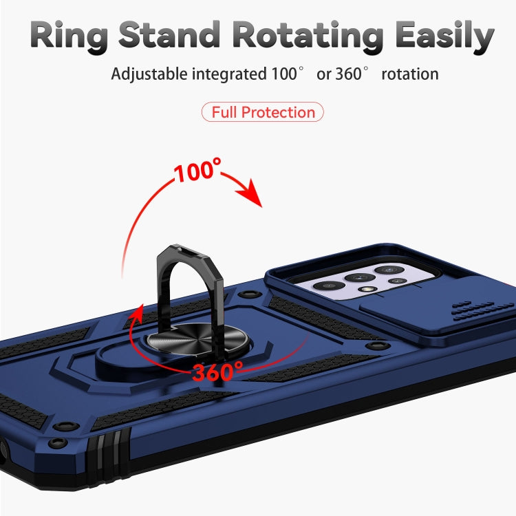 For Samsung Galaxy A23 5G Sliding Camshield Holder Phone Case(Blue) by buy2fix