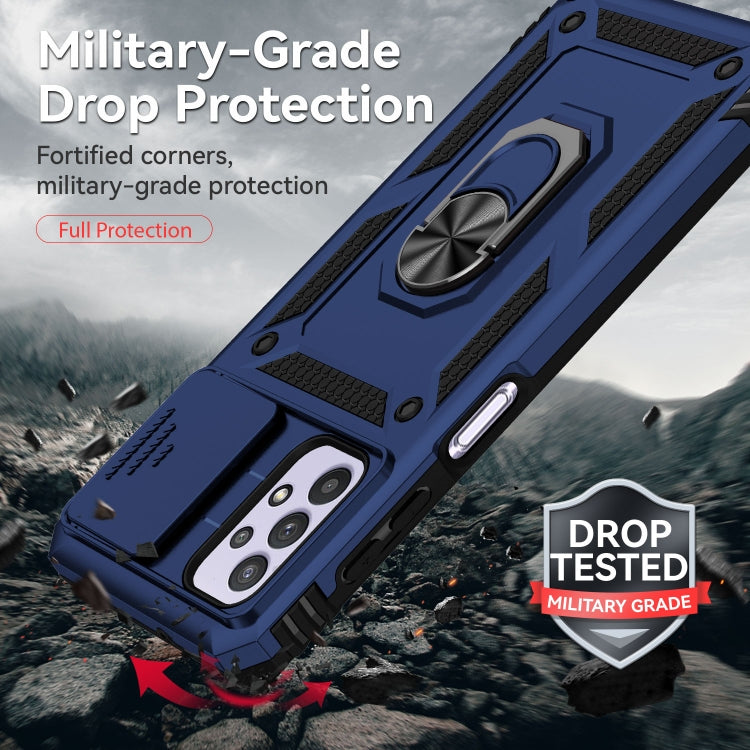 For Samsung Galaxy A23 5G Sliding Camshield Holder Phone Case(Blue) by buy2fix