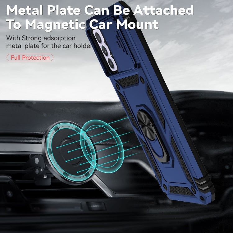 For Samsung Galaxy A23 5G Sliding Camshield Holder Phone Case(Blue) by buy2fix