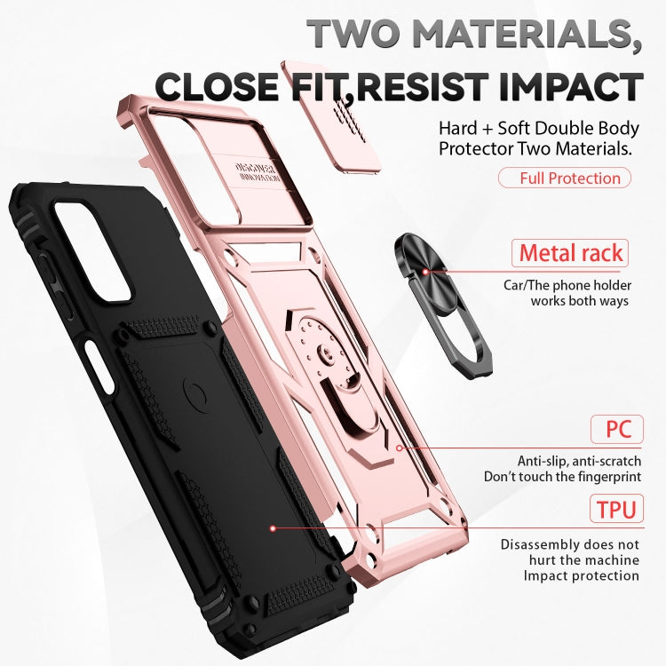 For Samsung Galaxy A23 5G Sliding Camshield Holder Phone Case(Rose Gold) by buy2fix