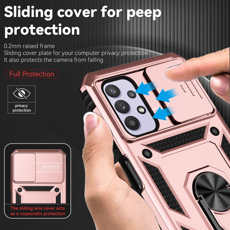 For Samsung Galaxy A23 5G Sliding Camshield Holder Phone Case(Rose Gold) by buy2fix