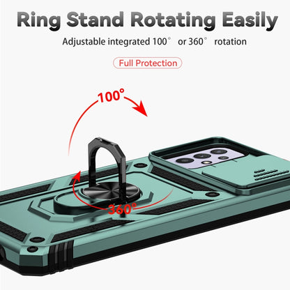 For Samsung Galaxy A23 5G Sliding Camshield Holder Phone Case(Dark Green) by buy2fix