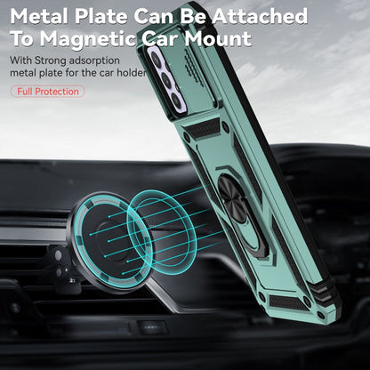 For Samsung Galaxy A23 5G Sliding Camshield Holder Phone Case(Dark Green) by buy2fix