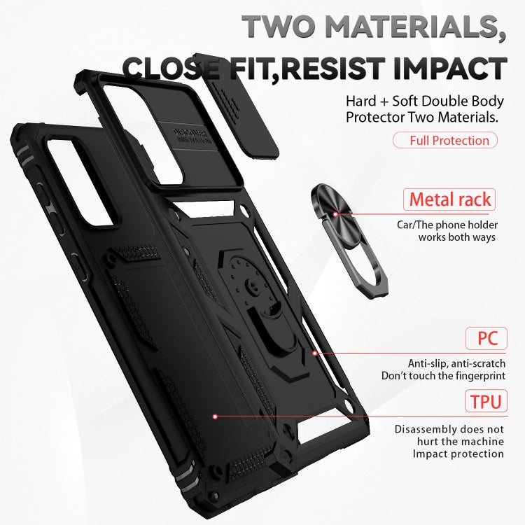 For Samsung Galaxy A73 5G Sliding Camshield Holder Phone Case(Black) - Galaxy Phone Cases by buy2fix | Online Shopping UK | buy2fix
