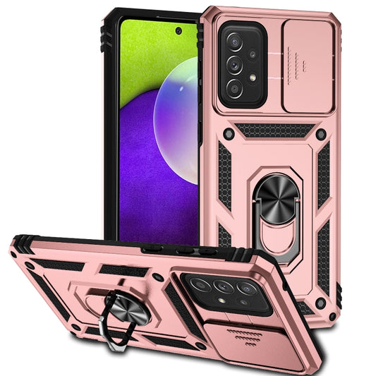 For Samsung Galaxy A73 5G Sliding Camshield Holder Phone Case(Rose Gold) - Galaxy Phone Cases by buy2fix | Online Shopping UK | buy2fix