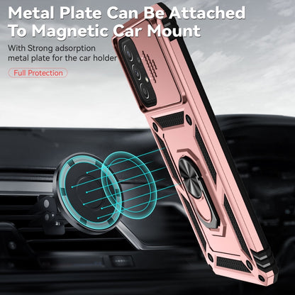 For Samsung Galaxy A73 5G Sliding Camshield Holder Phone Case(Rose Gold) - Galaxy Phone Cases by buy2fix | Online Shopping UK | buy2fix