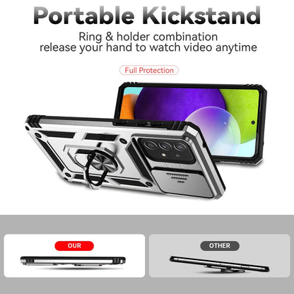 For Samsung Galaxy A73 5G Sliding Camshield Holder Phone Case(Silver) by buy2fix