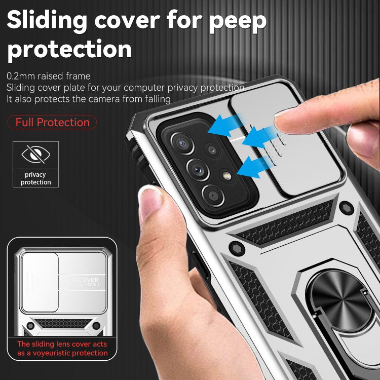 For Samsung Galaxy A73 5G Sliding Camshield Holder Phone Case(Silver) by buy2fix