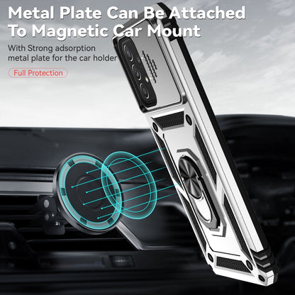 For Samsung Galaxy A73 5G Sliding Camshield Holder Phone Case(Silver) by buy2fix