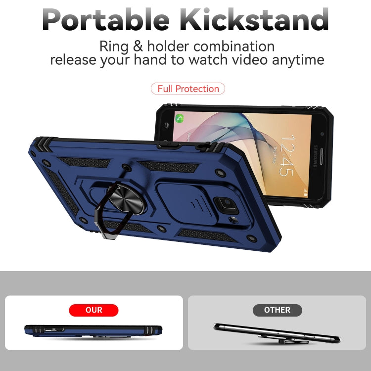 For Samsung Galaxy J7 Prime Sliding Camshield Holder Phone Case(Blue) by buy2fix