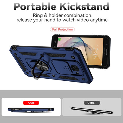 For Samsung Galaxy J7 Prime Sliding Camshield Holder Phone Case(Blue) by buy2fix