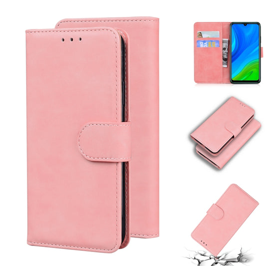 For Huawei P smart 2020 Skin Feel Pure Color Flip Leather Phone Case(Pink) - Huawei Cases by buy2fix | Online Shopping UK | buy2fix