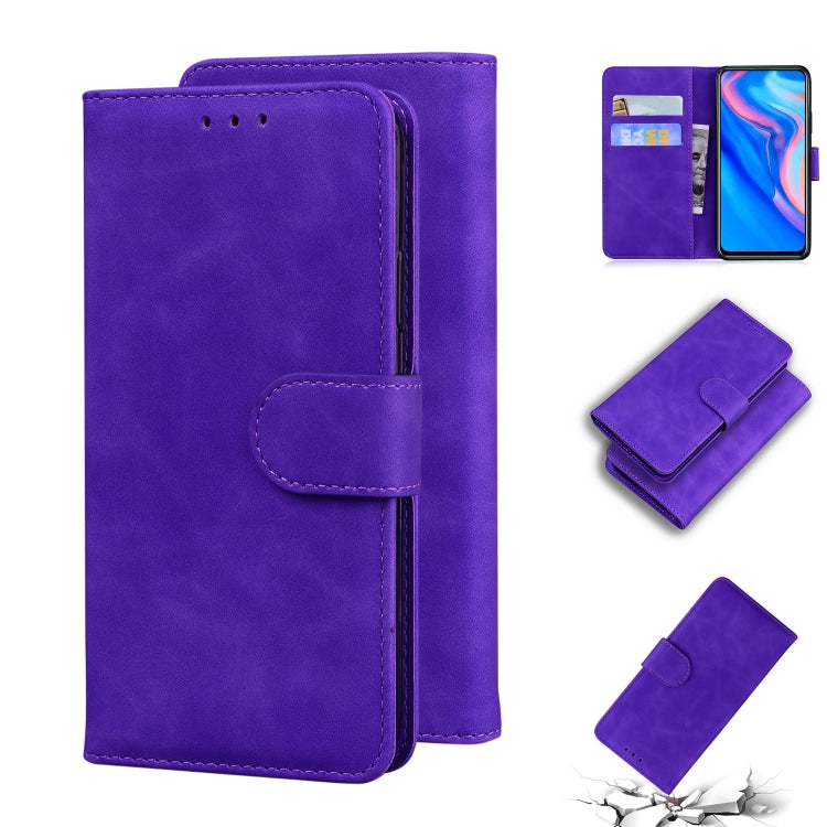 For Huawei P smart Z / Y9 Prime 2019 / Honor 9X Global Skin Feel Pure Color Flip Leather Phone Case(Purple) - Honor Cases by buy2fix | Online Shopping UK | buy2fix