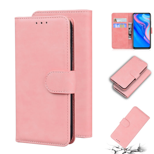 For Huawei P smart Z / Y9 Prime 2019 / Honor 9X Global Skin Feel Pure Color Flip Leather Phone Case(Pink) - Honor Cases by buy2fix | Online Shopping UK | buy2fix
