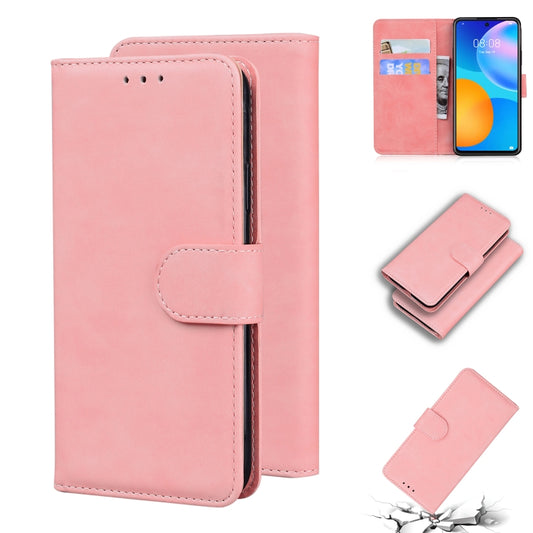For Huawei P smart 2021 / Y7a Skin Feel Pure Color Flip Leather Phone Case(Pink) - Huawei Cases by buy2fix | Online Shopping UK | buy2fix