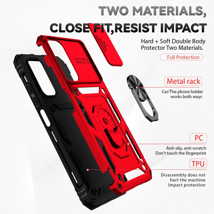 For Xiaomi Redmi Note 11 Global Sliding Camshield Holder Phone Case(Red) by buy2fix