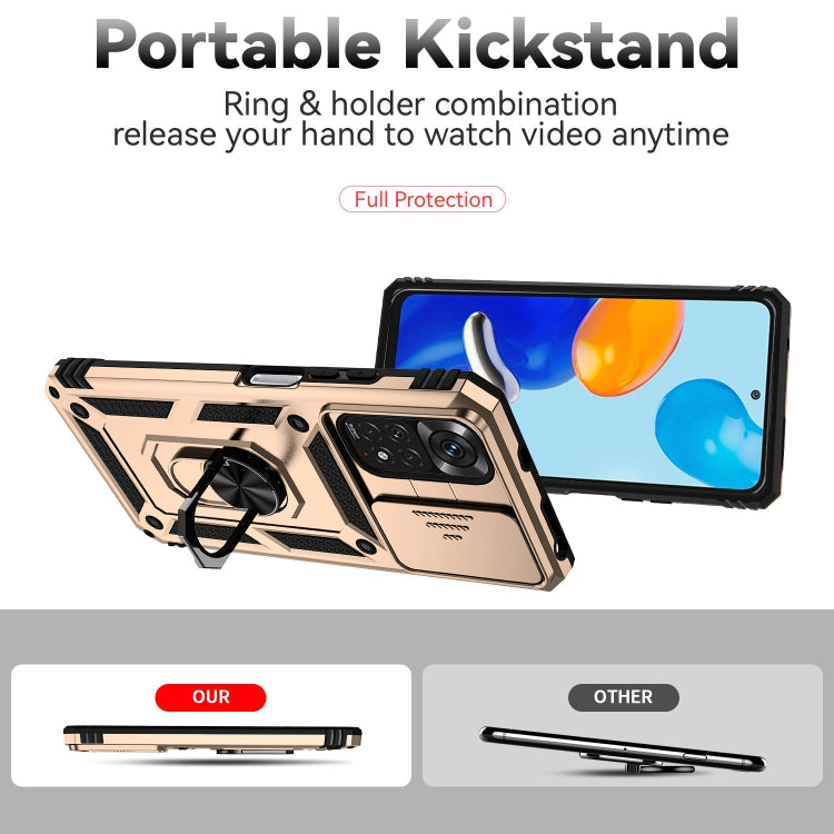 For Xiaomi Redmi Note 11 Global Sliding Camshield Holder Phone Case(Gold) by buy2fix